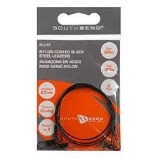 South Bend SouthBend Black Nylon Coated Steel Leader 24-Inch (Black)