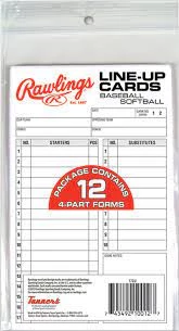 Rawlings Replacement Lineup Cards (12 Pack) Baseball