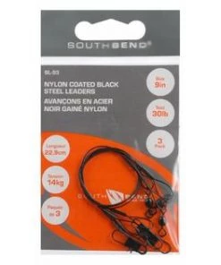 South Bend Black Nylon Coated Steel Leader 9-Inch (Black)